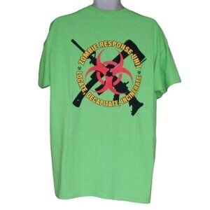 ZOMBIE RESPONSE UNIT Tee, L, Bright Green, 2 sided, Short sleeves, Cotton
